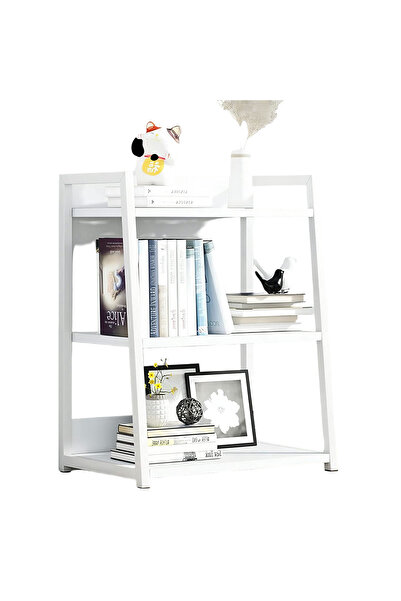 OEM Raft Cărți și Etajeră - 3 Niveluri, Cadru Metal și Lemn - Modern, Alb, 50...