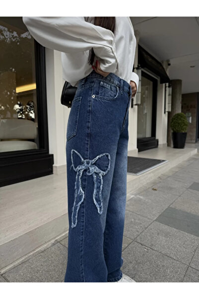 DESTİNE Butterfly Streetwear Baggy Blue Trousers