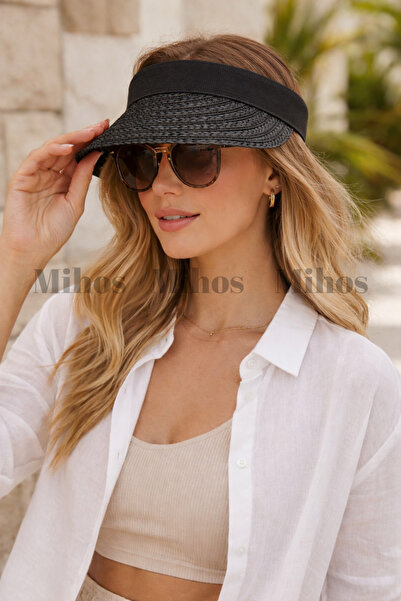 Mihos Women's Knitted Straw Visor Hat Uv Protective Summer Beach Vacation Hat...