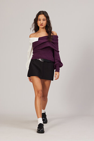 Nisan Detailed knitted sweater with collar