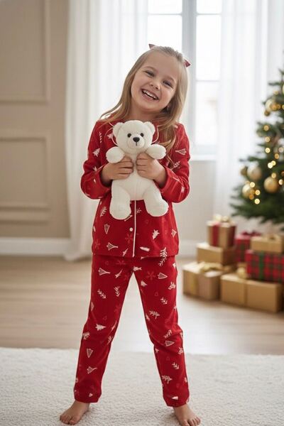 Minigimin Cicileri Σετ πιτζάμες για κορίτσια από σουέτ με σχέδιο πεύκου, με τ...