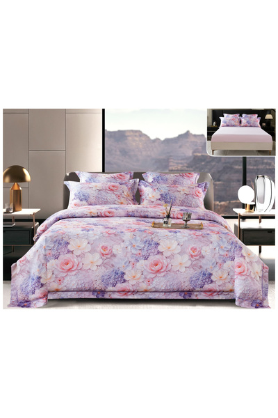 FIONNA.RO Thick Satin Duvet Cover Set Linen With Stretchy At The Box - Lilac ...