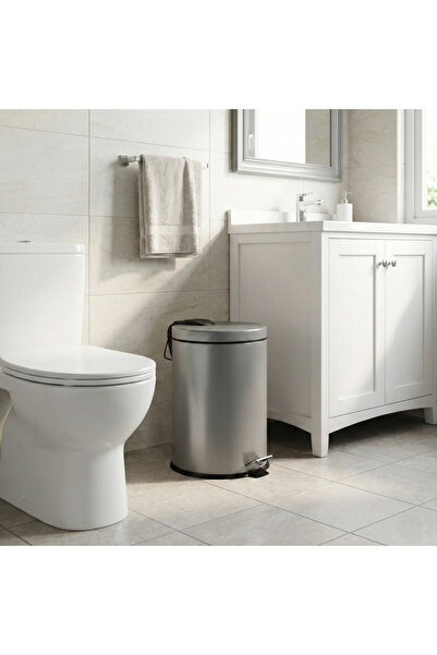 Bürke Gray Kitchen Stainless Steel Pedal Metal 20 Liter Trash Can 20 Lt Luxur...