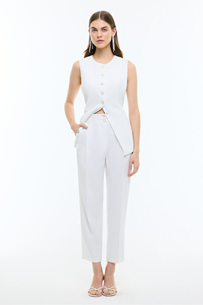 Roman Toka Detaylı Cigarette Pantolon Beyaz YY012022_002