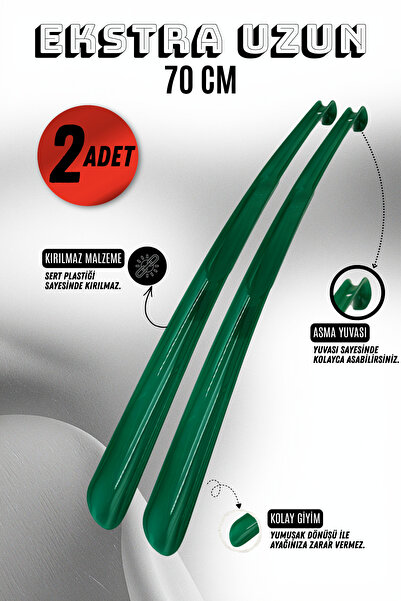 Onur 2 Adet - Yeşil 70 Cm Ayakkabı Çekeceği | Sert Plastik Asılabilir Çekecek...