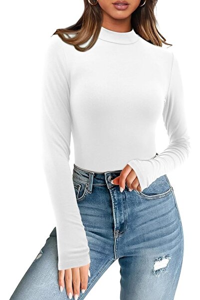 OEM Women's Turtleneck T-Shirt - Elegant Fitted Blouse, Stretchy Cotton , Lon...