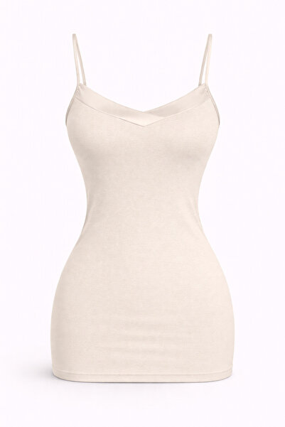 YUYİ Ji̇ber Modal Cotton V-Neck Satin Trim Thin Straps Anti-Allergic Women's ...