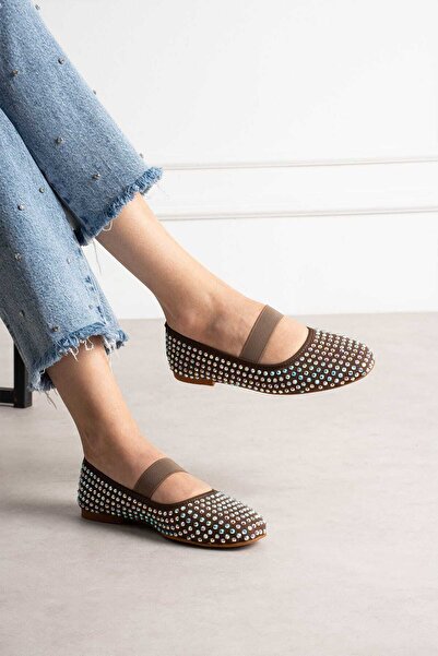 Roshin Shoes Noul sezon, pantofi stiletto maro pentru femei, cu toc tip balerină, 1CM