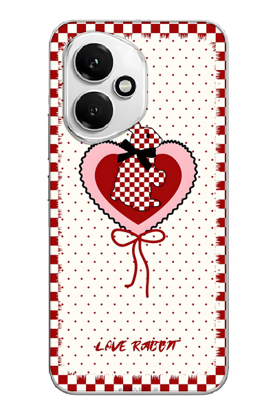 FLAMENKO غطاء هاتف شفاف متوافق مع هونور 400 بنمط أرنب مربعات أحمر