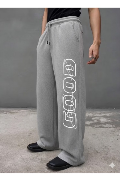 MYDARKSTYLE Unisex Good Yazılı Printed Baggy Cut Wide Leg Summer Tracksuit