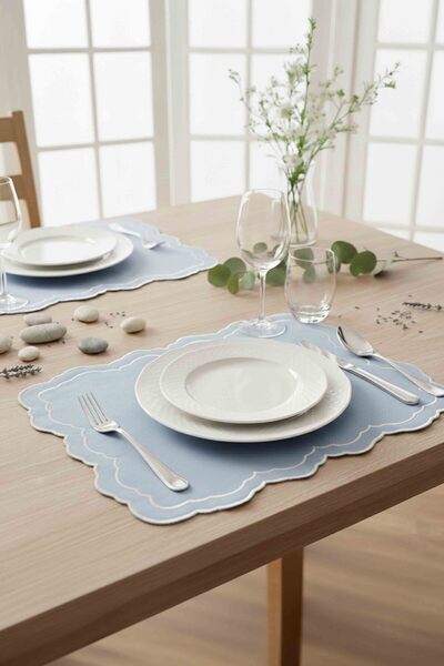 decofav Tableau Μπλε Τουάλε με σχέδιο και λευκό κέντημα Αμερικάνικου στυλ 43x...