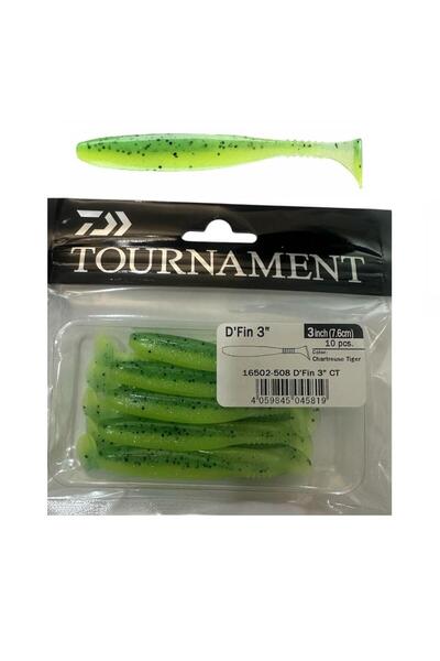 daiwa Tournament L.S D'Fin 7.6cm 3gr Silikon Yem 10 Adet Chartreuse Tiger