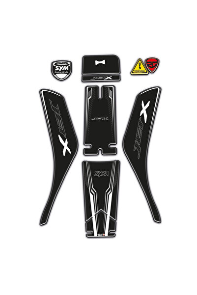 Redline Grafik SYM Jet X 125 Uyumlu Tank Pad Seti Beyaz Siyah Tasarım