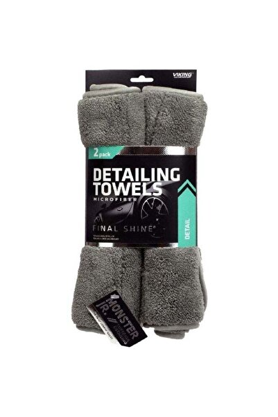 Viking 2-Piece Final Shine Microfiber Detailing Towels Grey 12 x 16 inch