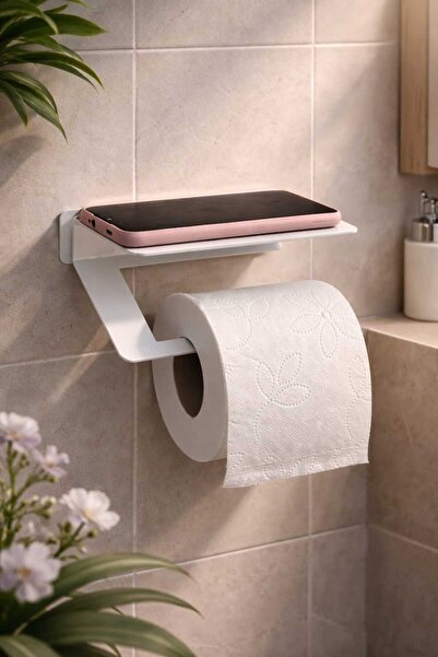 LAZORİAE Metal Toilet Paper Hanger and Phone Shelf – 1.5 mm Thick Durable Iron