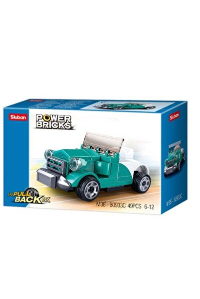 Sluban 49-Piece Power Bricks Pull-Back Classic Car Building Block Set
