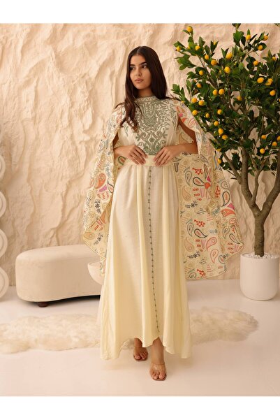 IKKXA جلابية فاخرة مطرزة بالورود