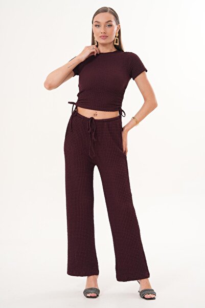 ŞİMAL Women's Gathered Detailed Blouse and Trousers Suit 260078 -