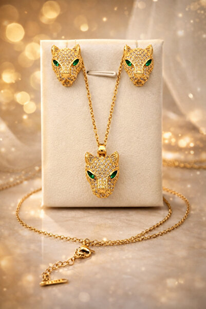 Panther "Emerald Panther" Jewelry Set – Stainless Steel