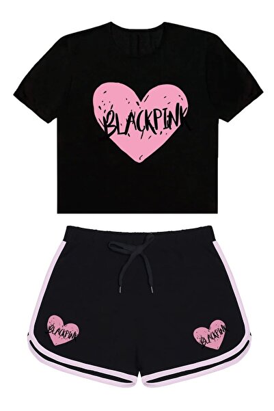 Machetta Παιδικό καλοκαιρινό σετ με σορτς και μπλουζάκι με στάμπα BlacPink