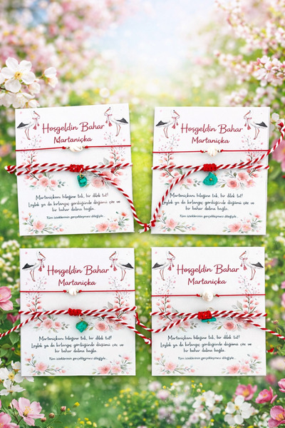 Fynbos Marteniçka Bileklik Seti – İnci ve Turkuaz Taşlı, El Yapımı Bahar Bile...