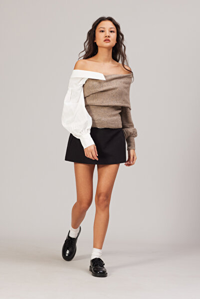 Nisan Detailed knitted sweater with collar