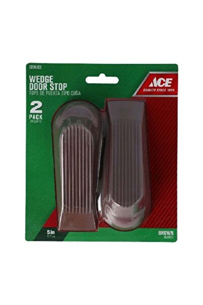 ACE 2-Piece Rubber Wedge Door Stopper Set Brown 7 x 7 x 6.25 Inch
