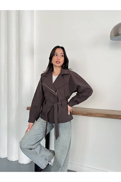 ZF BUTİK Women's Belted Zippered Jacket