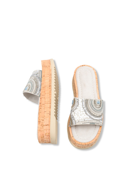 DELSOLERA Women's Natural Stone Look Colorful Bead Embellished Detailed Daily...