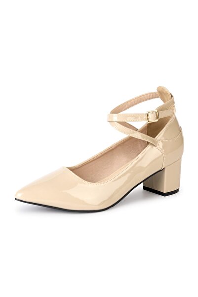 OEM Women's Belt Shoes with Strap - Shiny Synthetic Leather , Stable Heel - B...