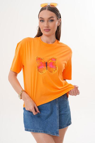 ŞİMAL Дамска тениска с принт и детайли, с дълъг ръкав и широка яка 260143 -