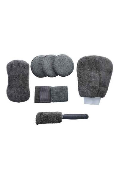 AUTOSMART 9-Piece Soft Microfiber Scratch-Resistant Reusable Car Wash Kit wit...