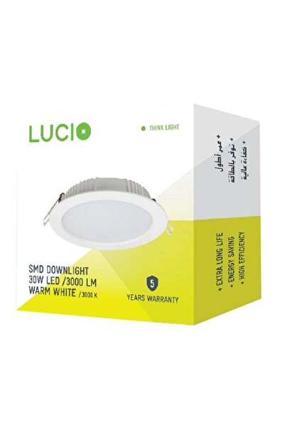 LUCİO 30W 3000 Lumens Energy Saving SMD Recessed LED Downlight Warm White