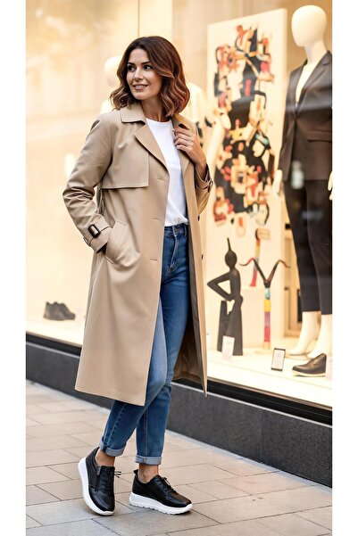 PUNTO 258127 حذاء رياضي نسائي من الجلد الطبيعي مزود بسحّاب ومرن