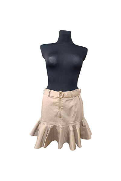 OEM River Island Midi Skirt - Cotton and Elastane, Casual-Elegant Style, Brow...