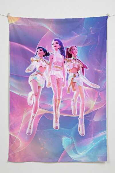 RUGRUMBA Demon Hunters Baskılı Duvar Örtüsü – K-Pop Temalı, Kaliteli Kumaş, T...