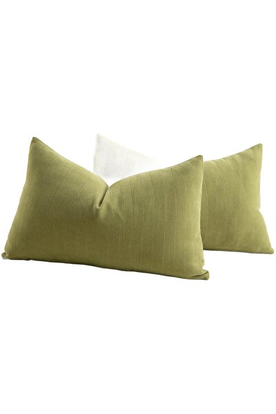 OEM Set of 2 Decorative Pillow - Soft Chenille Texture - Olive Green, 60x60 cm