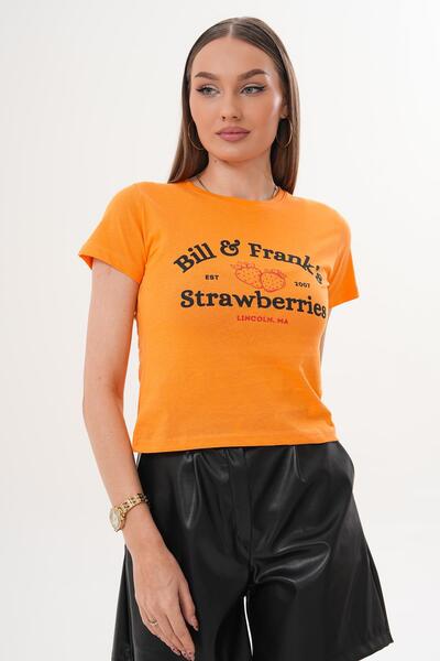 ŞİMAL Women's Print Detailed Crew Neck T-Shirt 260141