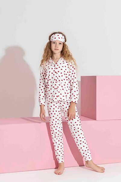 Minigimin Cicileri Set de pijamale pentru fete cu model inimioare din materia...