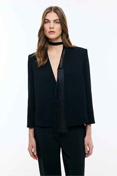 Roman V Yaka Krep Ceket Siyah YY016014_001