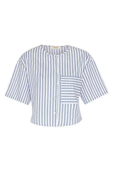 Roman Sırt Dekolteli Bisiklet Yaka Crop Gömlek Standart Renk YY013533_089