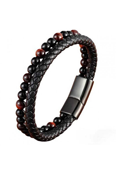 OutfitModa Bracelet with stones and natural Leather