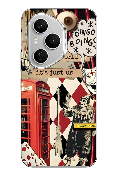 FLAMENKO غطاء هاتف شفاف بنمط كولاج متوافق مع هونر 400 برو