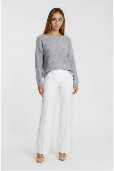 Spazio Orvietta Kayık Yaka Uzun Kol Triko GRİ