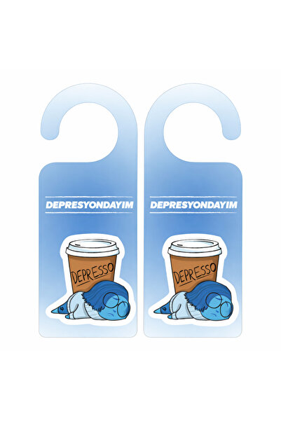 DRN DİZAYN Depresyondayım Kapı Askısı – Eğlenceli Kapı Kolu Uyarı Aparatı