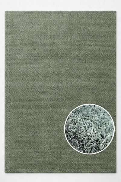 FLORA HALI Tiaraeco Halı Modern ve Bohem Evler İçin Yeşil Shaggy Dokuma Halı ...