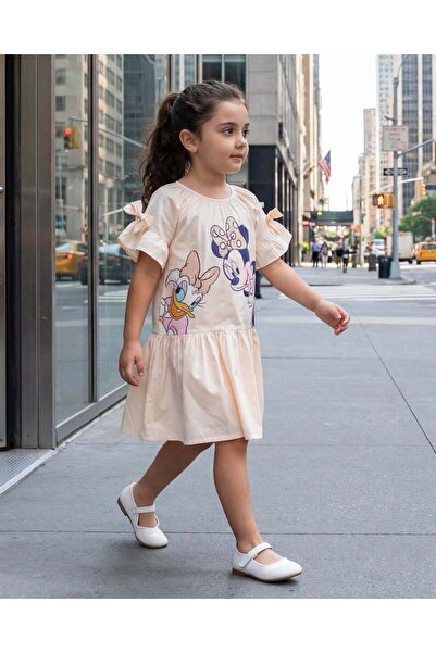 REDTAG فستان بناتي وردي فاتح مزين منسوج ميني ماوس
