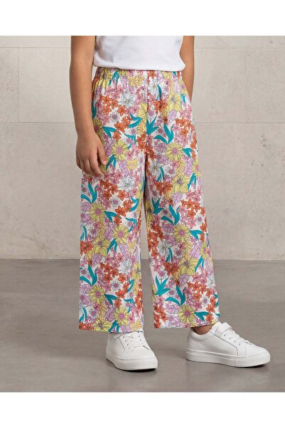 REDTAG Girls Multicolour Placement Print Wide Leg Trousers