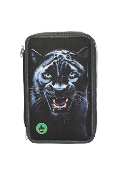 Top Model Pencil Case 3x Comp. Equipped with LED, Adventure World - Panther