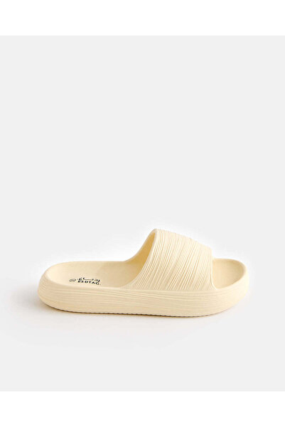 REDTAG Women Beige Textured Upper Slide